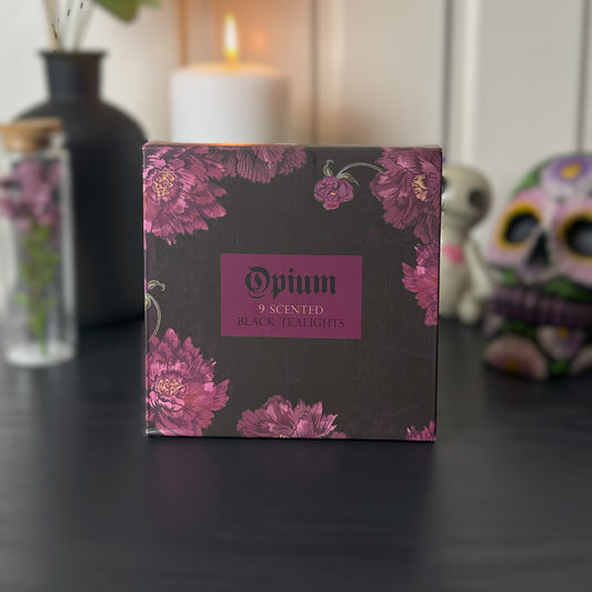 Pack of 9 Opium Scented Black Tealights